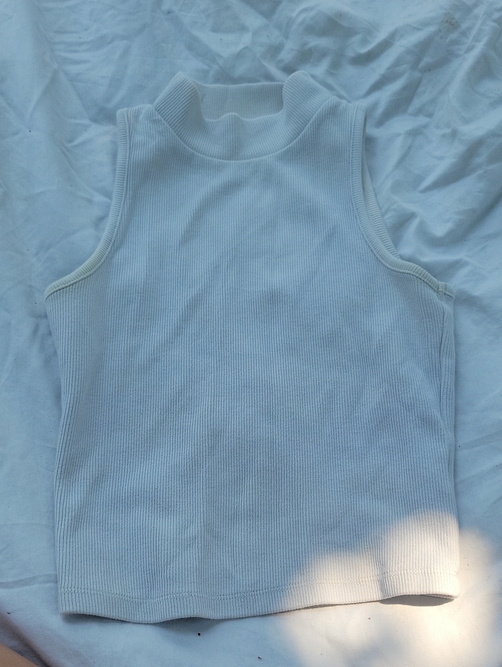 A New Day Classic White Ribbed Sleeveless Mock Neck Women's Size M-Small